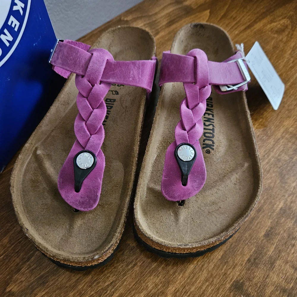 Birkenstock Gizeh Braided Fuchsia Sandals. Womens 36, Size 5 - Picture 2 of 5